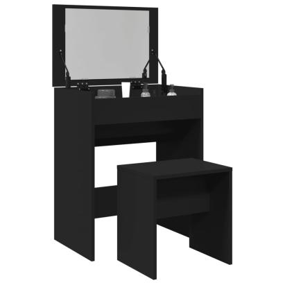 Masă de toaletă și taburet, negru, 60x40x113,5 cm GartenMobel Dekor