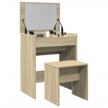 Masă de toaletă și taburet, stejar sonoma, 60x40x113,5 cm GartenMobel Dekor