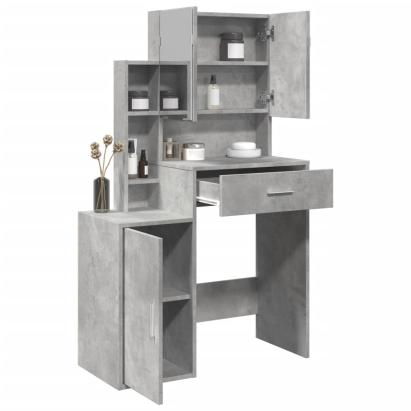 Masă de toaletă cu dulap, gri beton, 80x35x132 cm GartenMobel Dekor