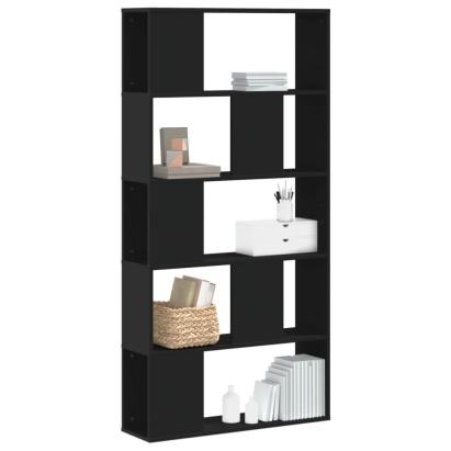 Bibliotecă cu 5 niveluri negru 80,5x23,5x162,5cm lemn prelucrat GartenMobel Dekor