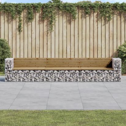 Bancă grădină design gabion, 347x71x65,5 cm, lemn pin impregnat GartenMobel Dekor