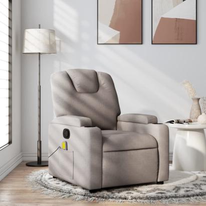 Fotoliu de masaj rabatabil, gri taupe, material textil GartenMobel Dekor