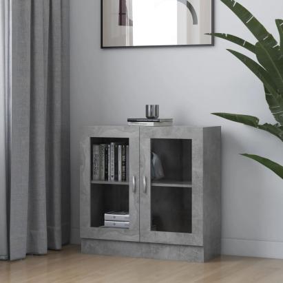 Dulap cu vitrină, gri beton, 82,5x30,5x80 cm, lemn prelucrat GartenMobel Dekor