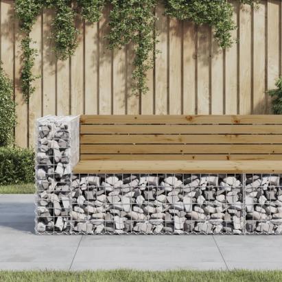 Bancă de grădină design gabion 122x71x65,5cm lemn pin impregnat GartenMobel Dekor