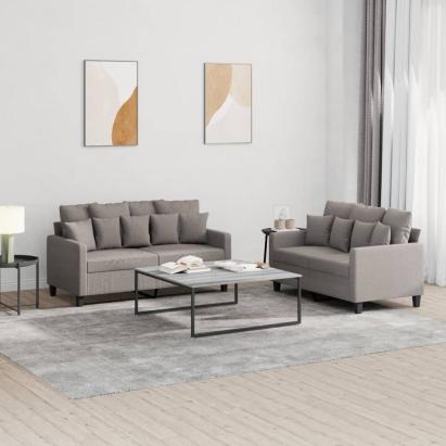 Set de canapea cu perne, 2 piese, gri taupe, material textil GartenMobel Dekor