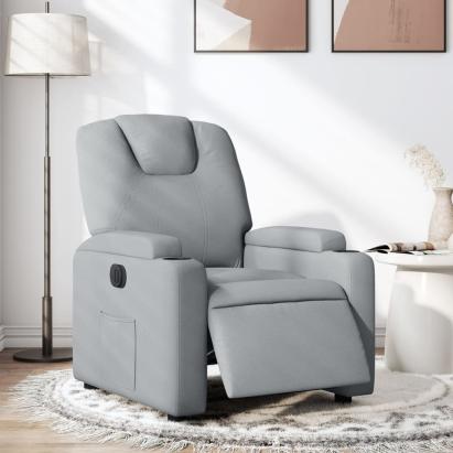 Fotoliu rabatabil electric, gri deschis, textil GartenMobel Dekor