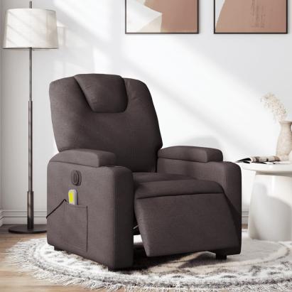 Fotoliu electric de masaj rabatabil, maro închis, textil GartenMobel Dekor