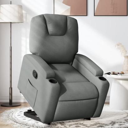 Fotoliu rabatabil cu ridicare pe verticală, gri închis, textil GartenMobel Dekor
