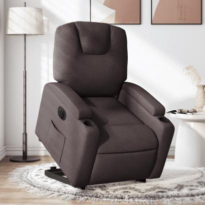 Fotoliu electric rabatabil cu ridicare, maro închis, textil GartenMobel Dekor