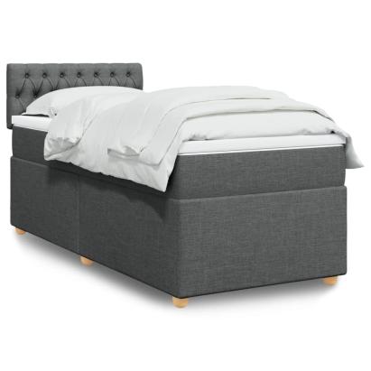 Pat box spring cu saltea, gri închis, 90x190 cm, textil GartenMobel Dekor