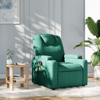 Fotoliu de masaj rabatabil, verde închis, material textil GartenMobel Dekor