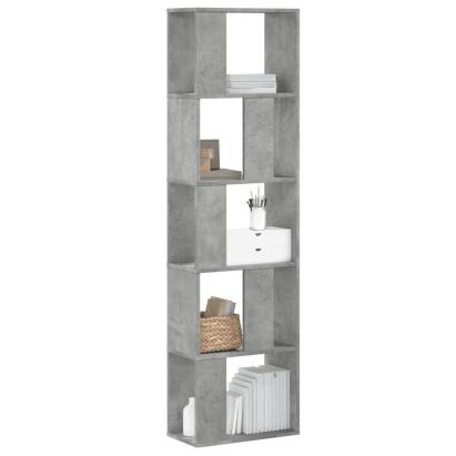 Bibliotecă cu 5 niveluri gri beton 45x23,5x162,5 cm lemn GartenMobel Dekor