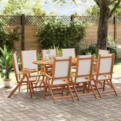 Set mobilier de grădină, 9 piese, lemn masiv acacia/textilenă GartenMobel Dekor