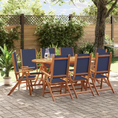 Set mobilier de grădină, 9 piese, lemn masiv acacia/textilenă GartenMobel Dekor
