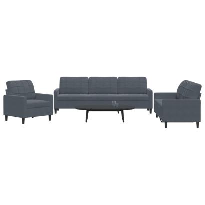 Set de canapele cu perne, 3 piese, gri închis, catifea GartenMobel Dekor