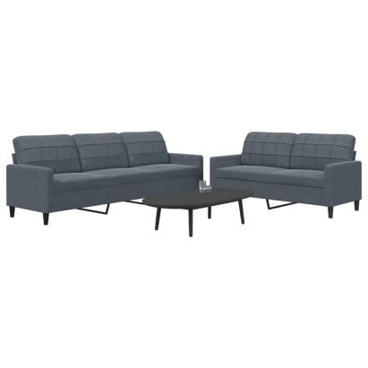 Set de canapele cu perne, 2 piese, gri închis, catifea GartenMobel Dekor