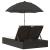 Șezlong dublu cu perne/umbrelă de soare, negru, poliratan GartenMobel Dekor