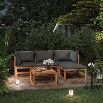 Set mobilier de grădină cu perne, 5 piese, lemn masiv de acacia GartenMobel Dekor