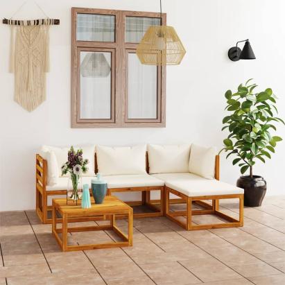 Set mobilier de grădină cu perne, 5 piese, lemn masiv de acacia GartenMobel Dekor