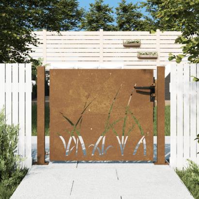 Poartă pentru grădină, 105x80 cm, oțel corten, model iarbă GartenMobel Dekor