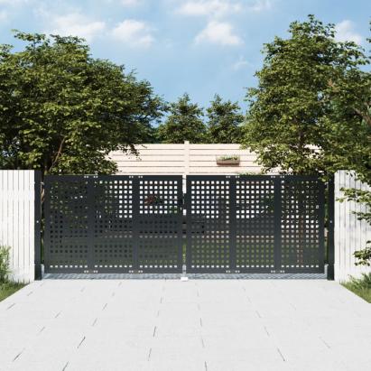 Poartă pentru grădină, antracit, 300x125 cm, oțel GartenMobel Dekor