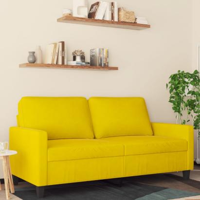 Canapea cu 2 locuri, galben, 140 cm, catifea GartenMobel Dekor