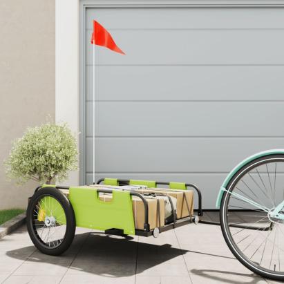 Remorcă de bicicletă, verde, textil oxford și fier GartenMobel Dekor
