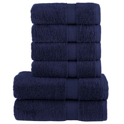 Set de prosoape premium 6 piese bleumarin, 600 g/m² 100% bumbac GartenMobel Dekor