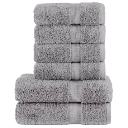 Set de prosoape premium, 6 piese, gri, 600 g/m² 100% bumbac GartenMobel Dekor