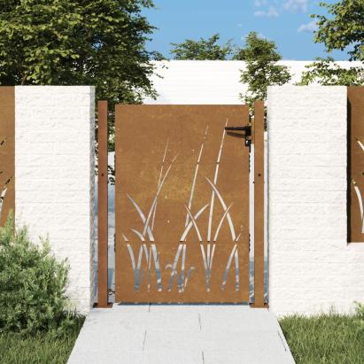 Poartă pentru grădină, 105x130 cm, oțel corten, model iarbă GartenMobel Dekor