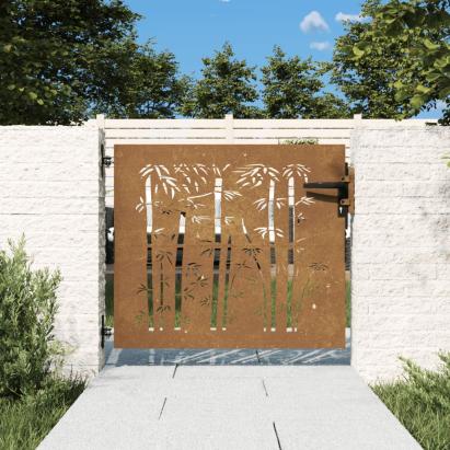 Poartă pentru grădină, 85x75 cm, oțel corten, model bambus GartenMobel Dekor