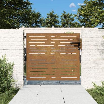 Poartă pentru grădină, 85x100 cm, oțel corten, dreptunghiuri GartenMobel Dekor