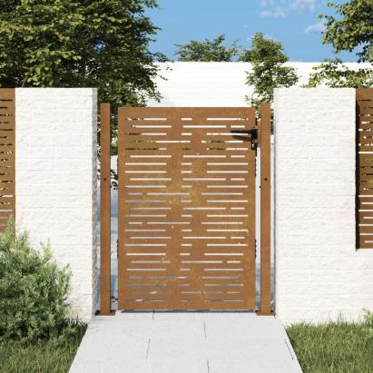Poartă pentru grădină, 105x130 cm, oțel corten, dreptunghiuri GartenMobel Dekor