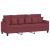Set canapea cu perne, 3 piese, roșu vin, material textil GartenMobel Dekor