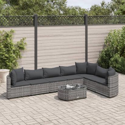 Set canapele de grădină cu perne, 8 piese, gri, poliratan GartenMobel Dekor