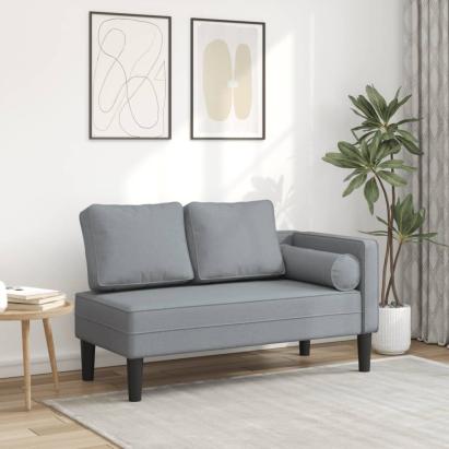 Șezlong cu perne, gri deschis, material textil GartenMobel Dekor