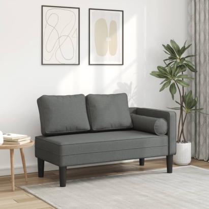 Șezlong cu perne, gri închis, material textil GartenMobel Dekor
