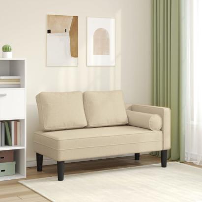 Șezlong cu perne, crem, material textil GartenMobel Dekor
