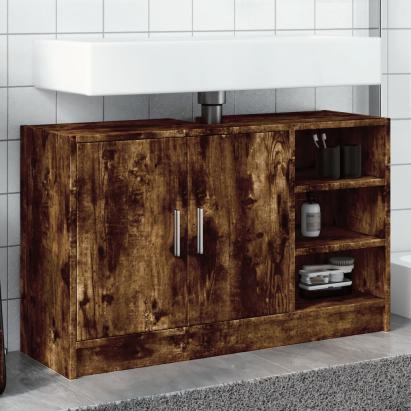Dulap de chiuvetă, stejar fumuriu, 90x29x55 cm, lemn prelucrat GartenMobel Dekor