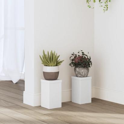 Suporturi de plante, 2 buc., alb, 10x10x18 cm, lemn prelucrat GartenMobel Dekor