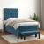Pat box spring cu saltea, albastru închis, 90x190 cm, catifea GartenMobel Dekor
