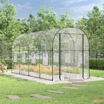 Seră transparentă 160x400x190 cm PVC/oțel vopsit electrostatic GartenMobel Dekor
