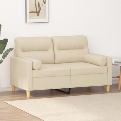 Canapea cu 2 locuri cu pernuțe, crem, 120 cm, textil GartenMobel Dekor