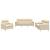 Set de canapele cu perne, 3 piese, crem, textil GartenMobel Dekor