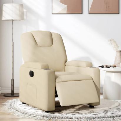 Fotoliu rabatabil electric, crem, material textil GartenMobel Dekor