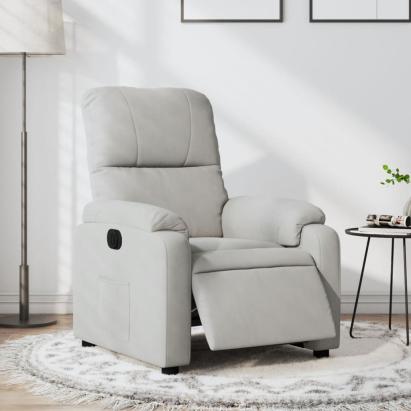 Fotoliu rabatabil electric, gri deschis, microfibră GartenMobel Dekor