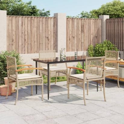 Set mobilier de grădină cu perne, 5 piese, bej, poliratan GartenMobel Dekor