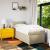 Pat box spring cu saltea, crem, 90x190 cm, textil GartenMobel Dekor