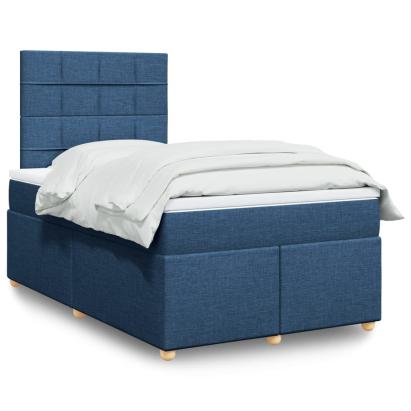 Pat box spring cu saltea, albastru, 120x200 cm, textil GartenMobel Dekor