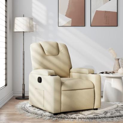 Fotoliu rabatabil, crem, material textil GartenMobel Dekor
